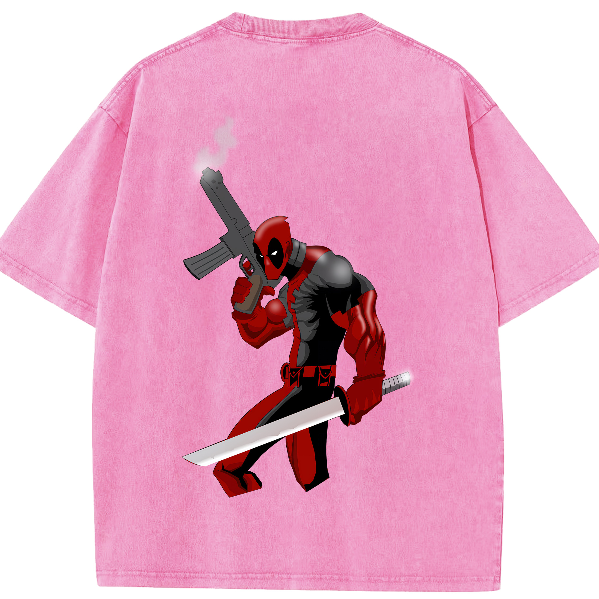 （画像用） Deadpool デッドプール 綿100% ヴィンテージ風 半袖Tシャツ（背面プリント）